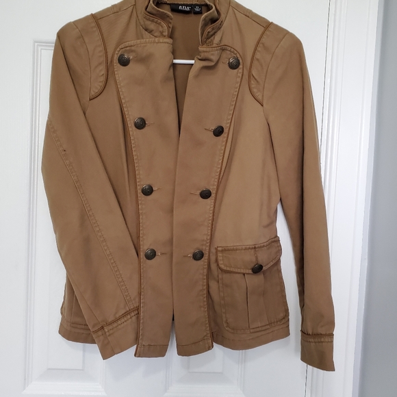 ana Military Blazer Jacket Coat Khaki Tan Stays Op - Picture 6 of 7